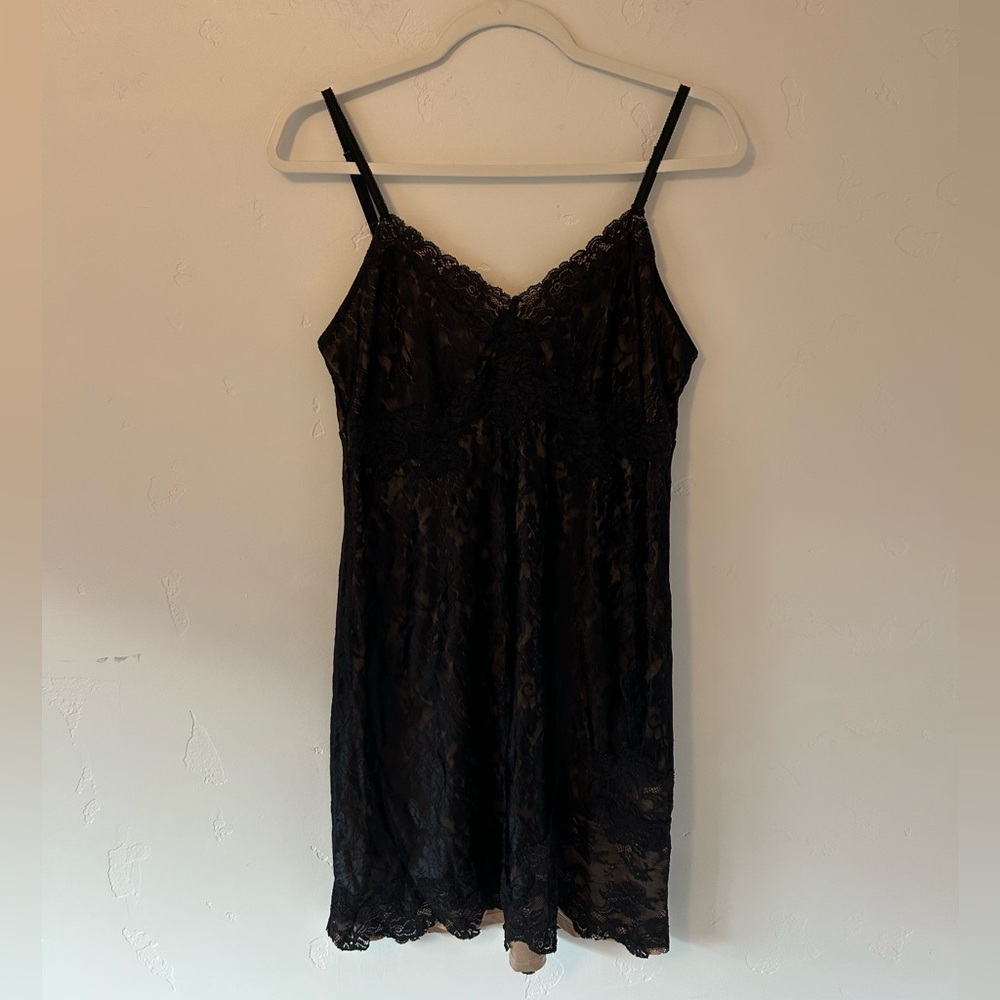 Soma Black Lace Babydoll Cami Thin Straps Sz Small